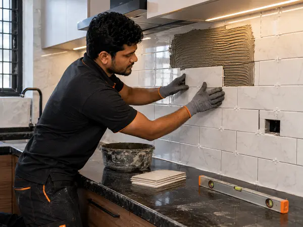 Kitchen tiling and backsplash in Aligarh