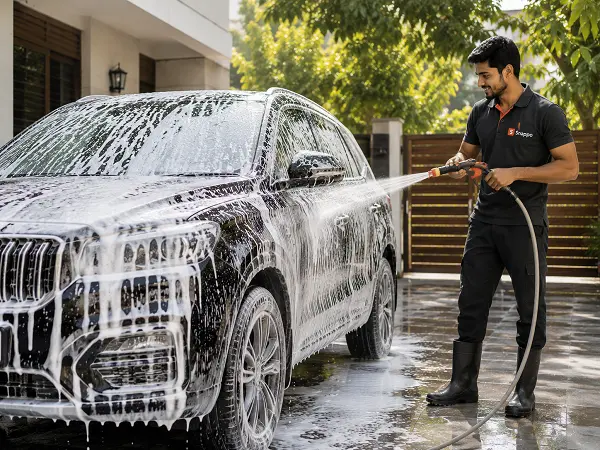 Premium foam car wash at home in Aligarh