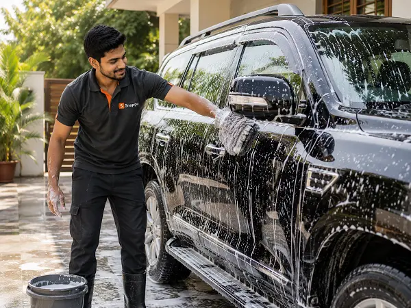 SUV and large car wash at home in Aligarh